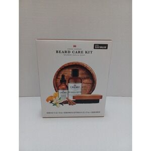 Cremo 3-pc Men's Beard Grooming Kit, Wash/Softener, Oil, Brush, Bourbon‎ Vanilla